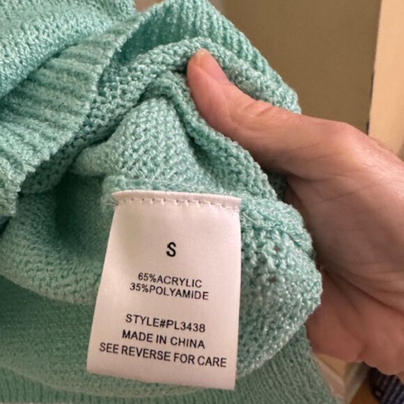 Pink Lilly Tell Me Everything Aqua Oversized Pocketed Light Weight Sweater - Picture 4 of 5